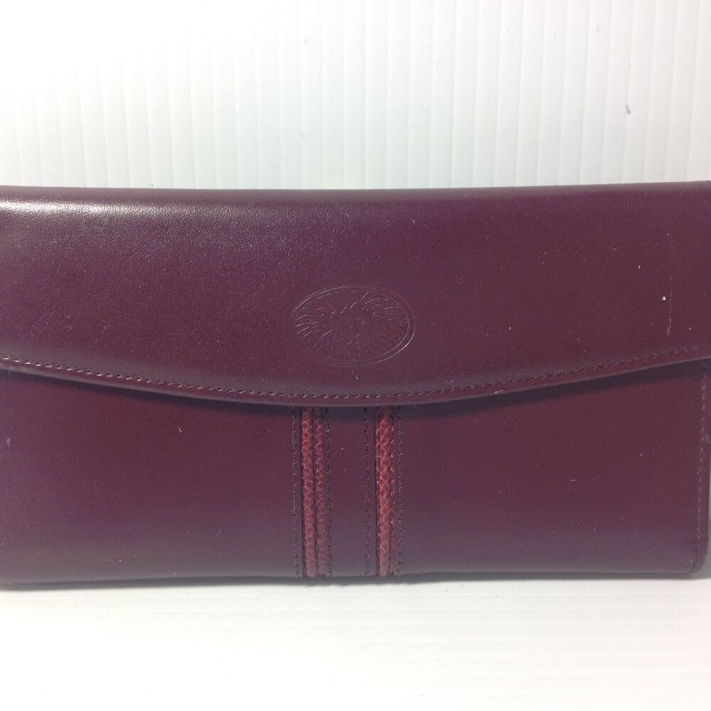 Vintage Anne Klein by St Thomas Wine Color Slim Clutch Wallet